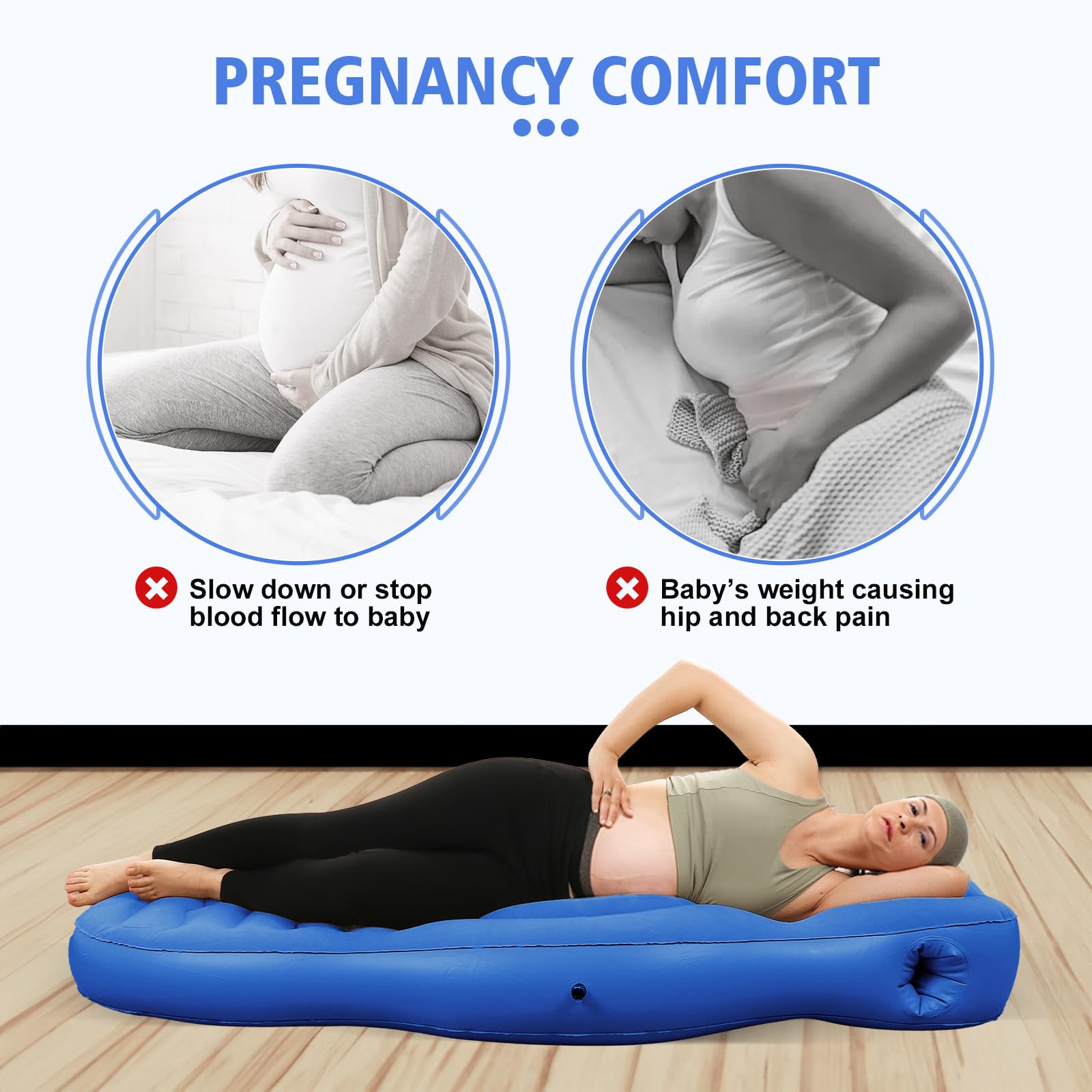 Toggloo pregnancy pillow on bed demonstrates spine-aligned comfort for back relief.