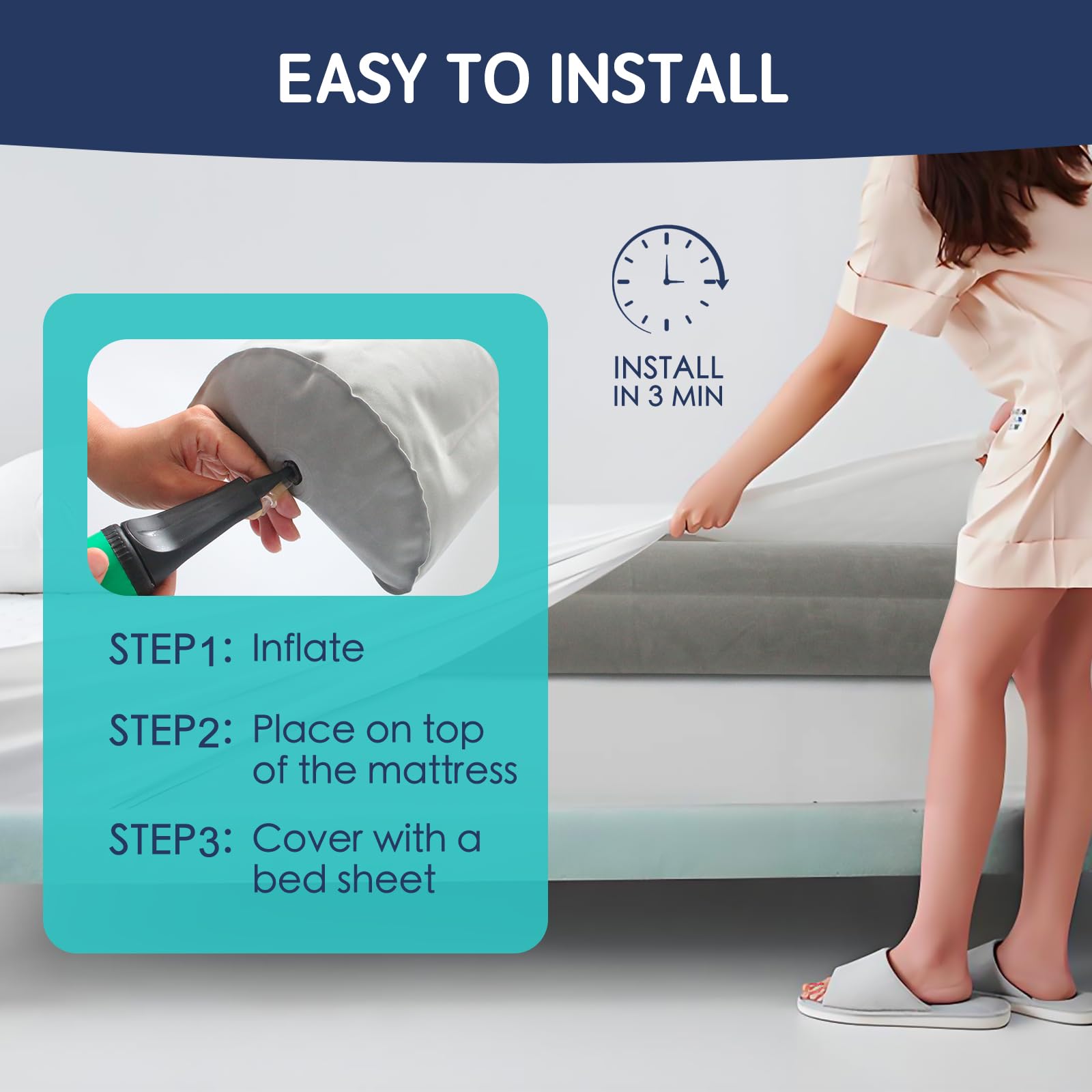 Toggloo universal-fit design on king, queen, or full mattresses.