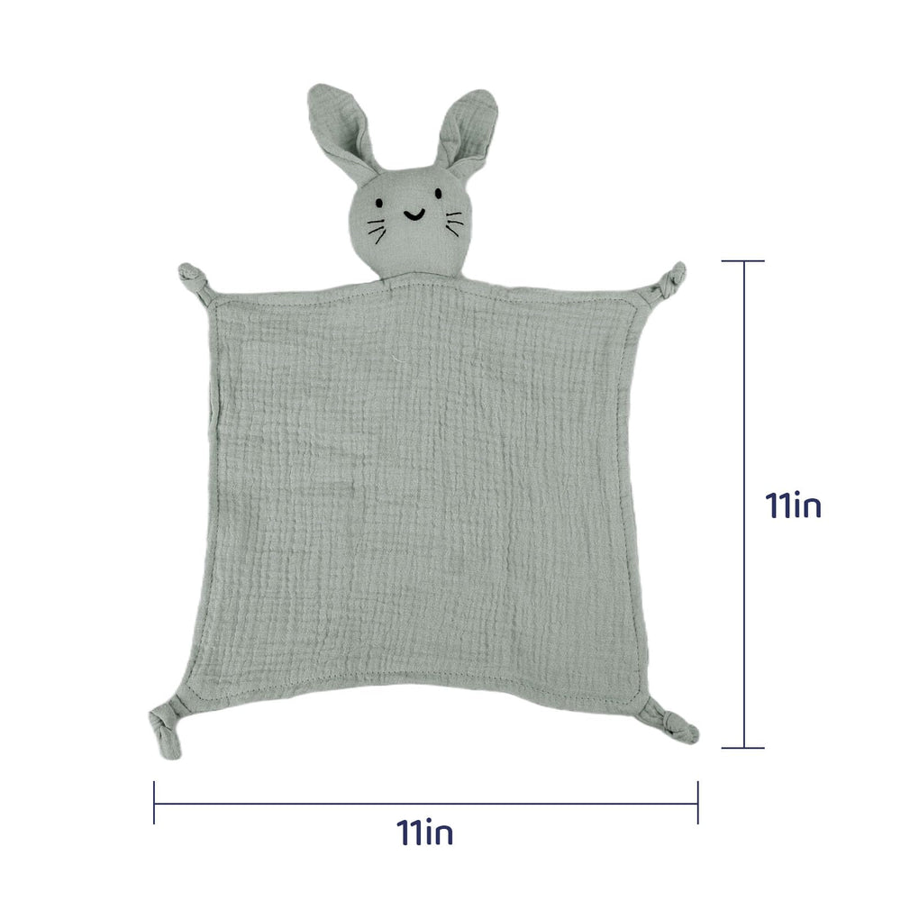 TOHARA Bunny Lovey green with embroidery highlights safe design for babies.
