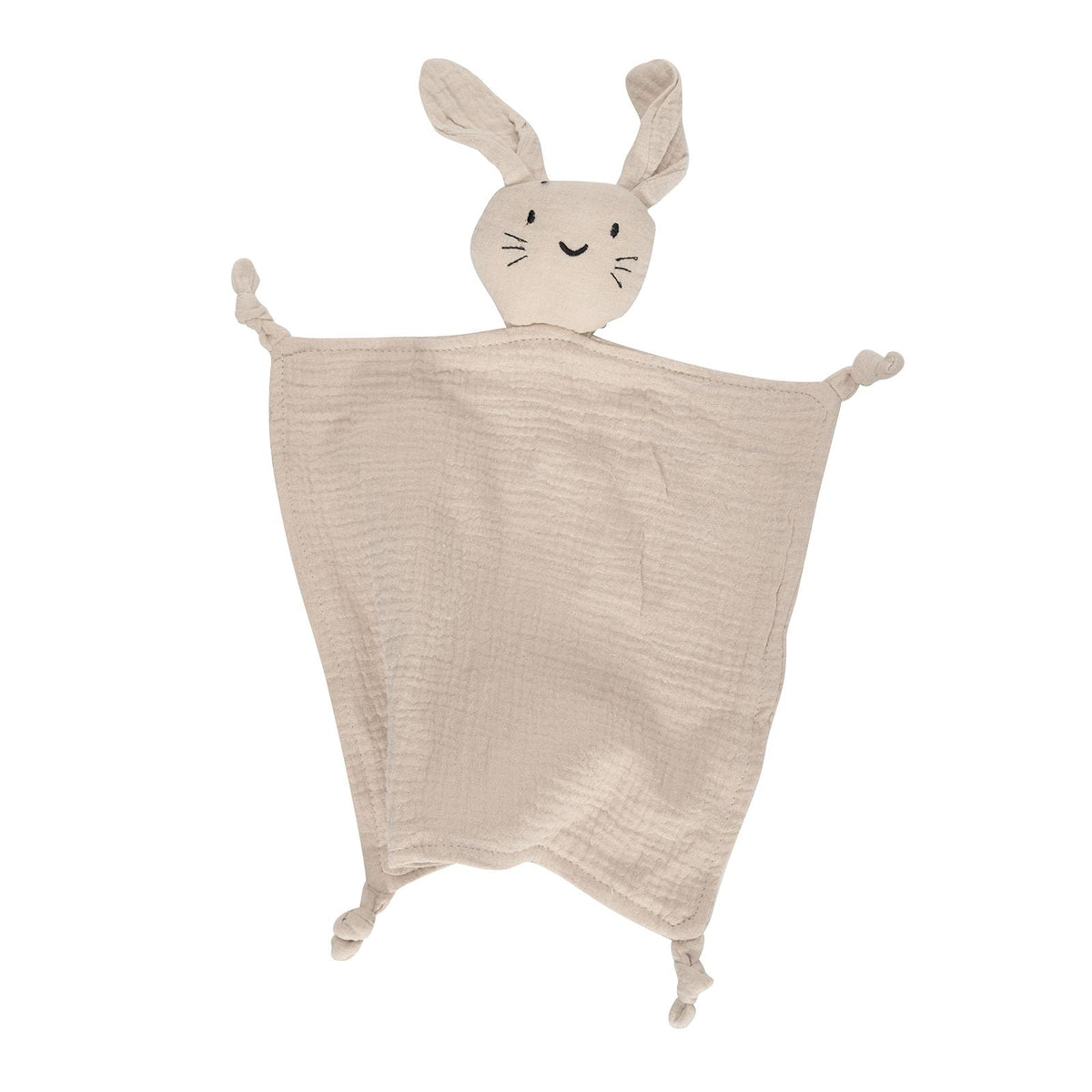 TOHARA bunny lovey close-up showing soft organic cotton texture for newborn comfort.