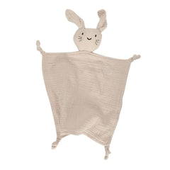 TOHARA bunny lovey close-up showing soft organic cotton texture for newborn comfort.