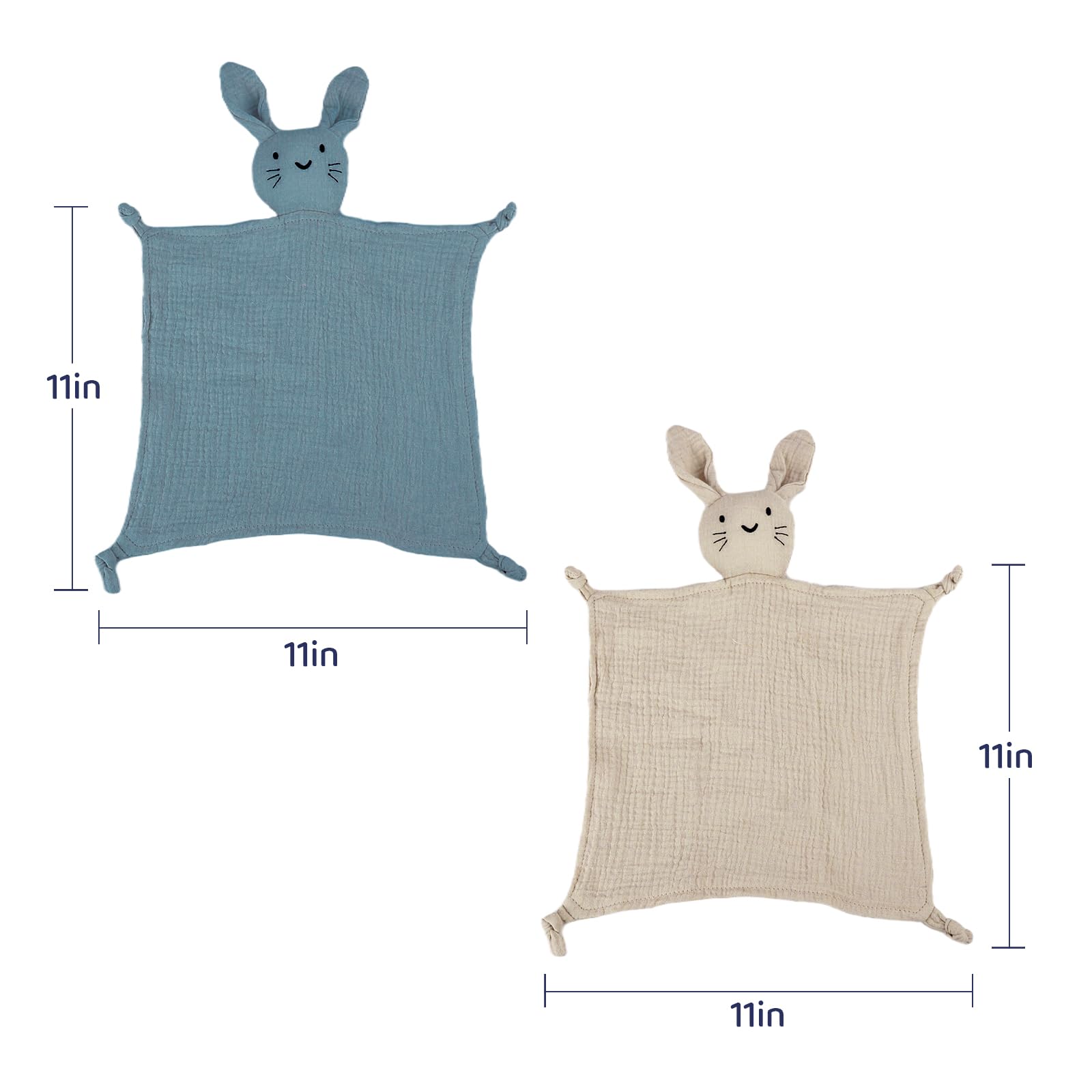 TOHARA bunny lovey khaki in hand demonstrates compact size for little hands
