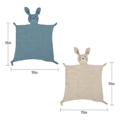 TOHARA bunny lovey khaki in hand demonstrates compact size for little hands