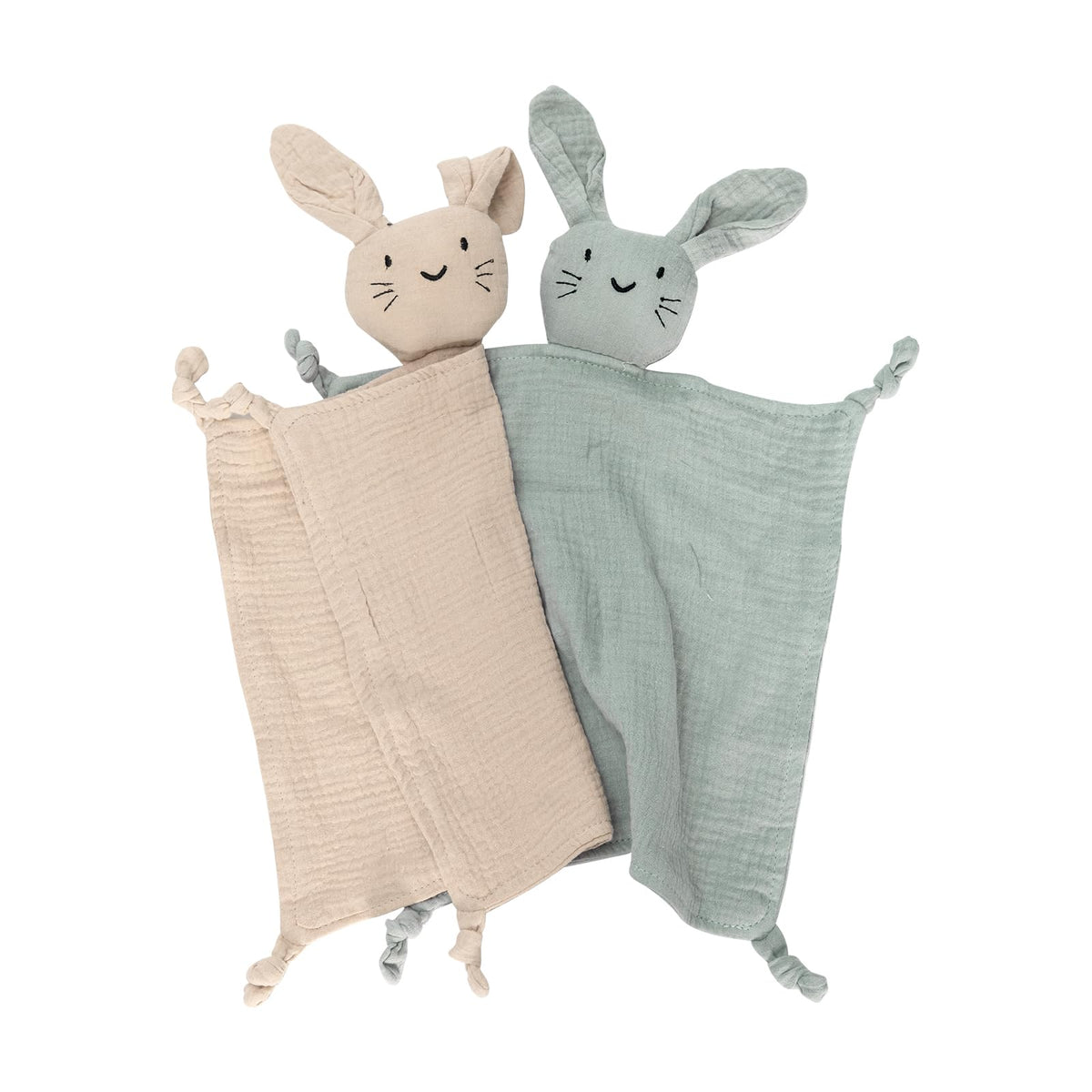 TOHARA bunny lovey soft muslin close-up highlighting ultra-soft fabric for baby's comfort.