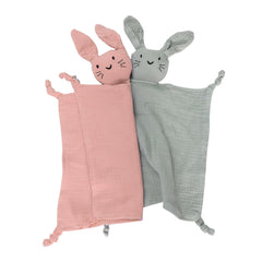 TOHARA bunny lovey pink blanket—breathable softness for newborn comfort.
