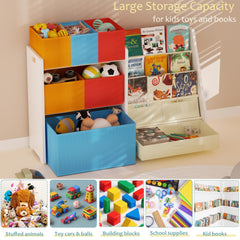 Tohiasen toy organizer bookshelf with 3-tier storage for varied items.