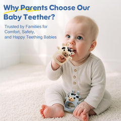 TOHIBEE baby teether silicone is BPA-free for safe chewing.