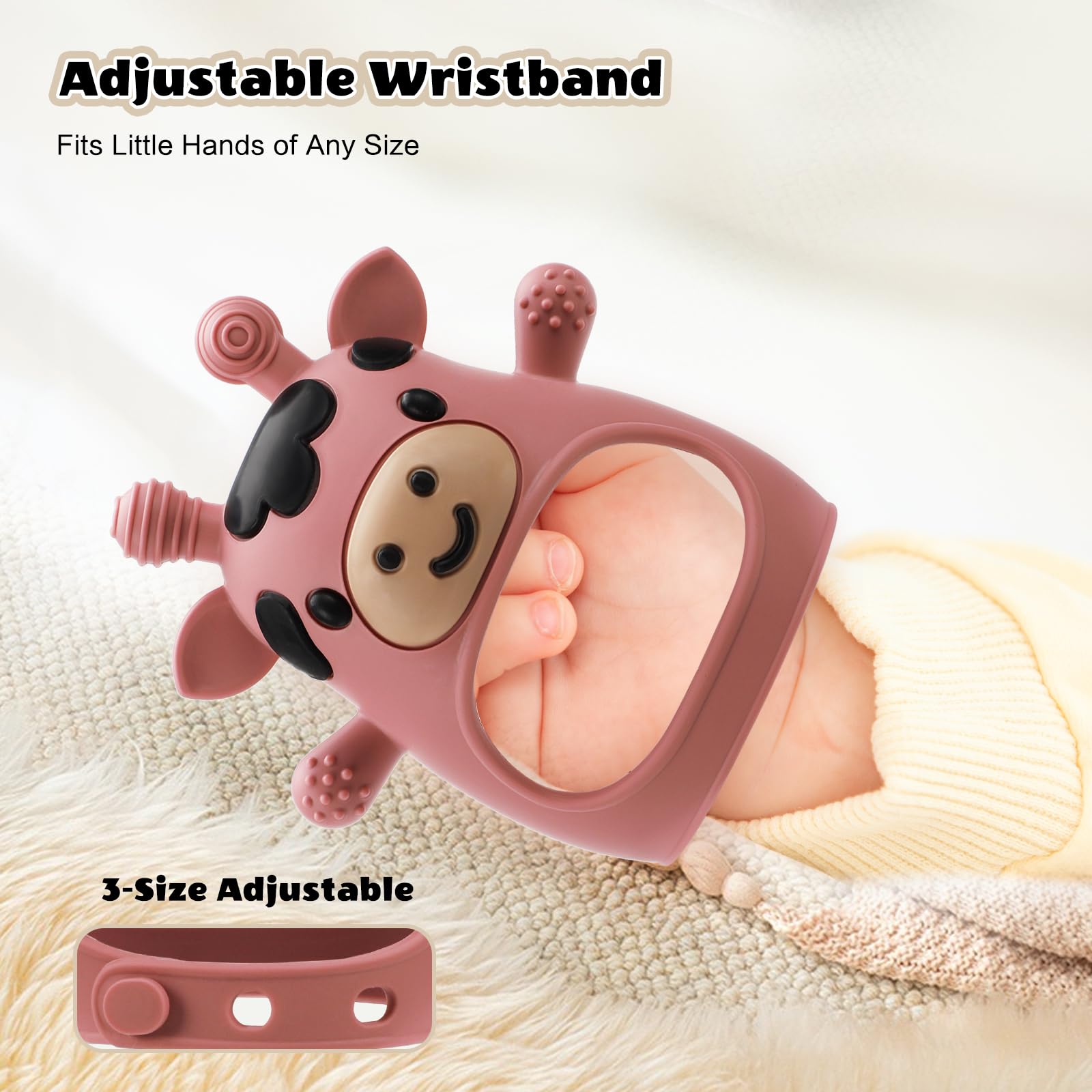 TOHIBEE baby teether silicone material shown for safe chewing and comfort