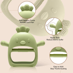 TOHIBEE baby teether texture close-up highlights soft silicone chewing surfaces.