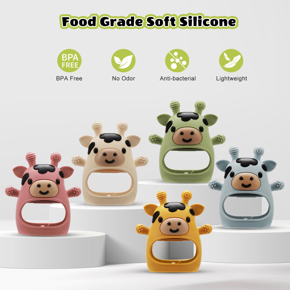 TOHIBEE teether set with bright colors and 4 textures to stimulate senses