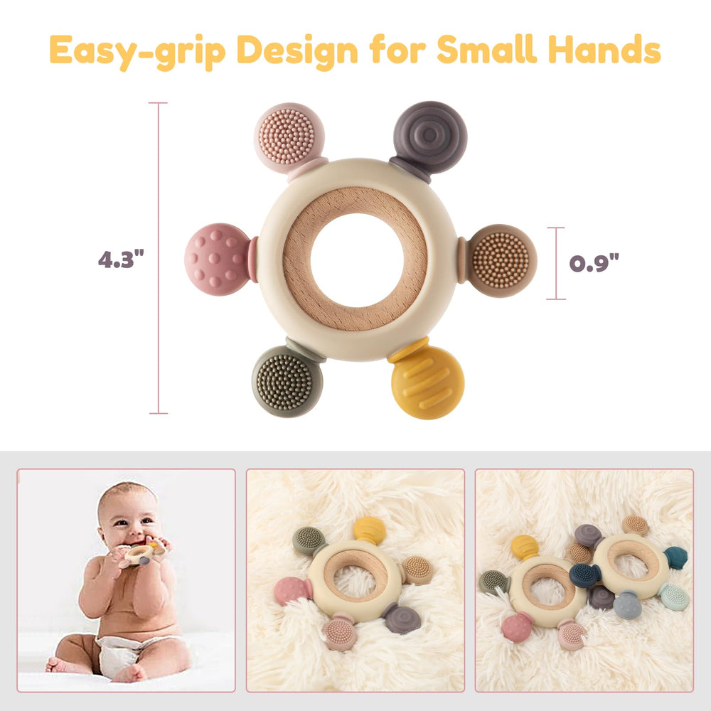 TOHIBEE teether supports babies 0-18 months through play and exploration.