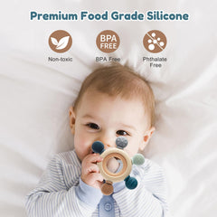 TOHIBEE teether textured surfaces offer tactile stimulation for curious little fingers.