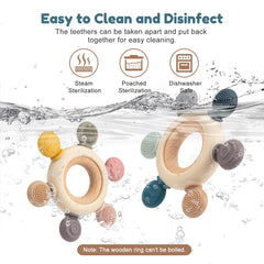 TOHIBEE teether wooden ring enables easy grasp for tiny hands.
