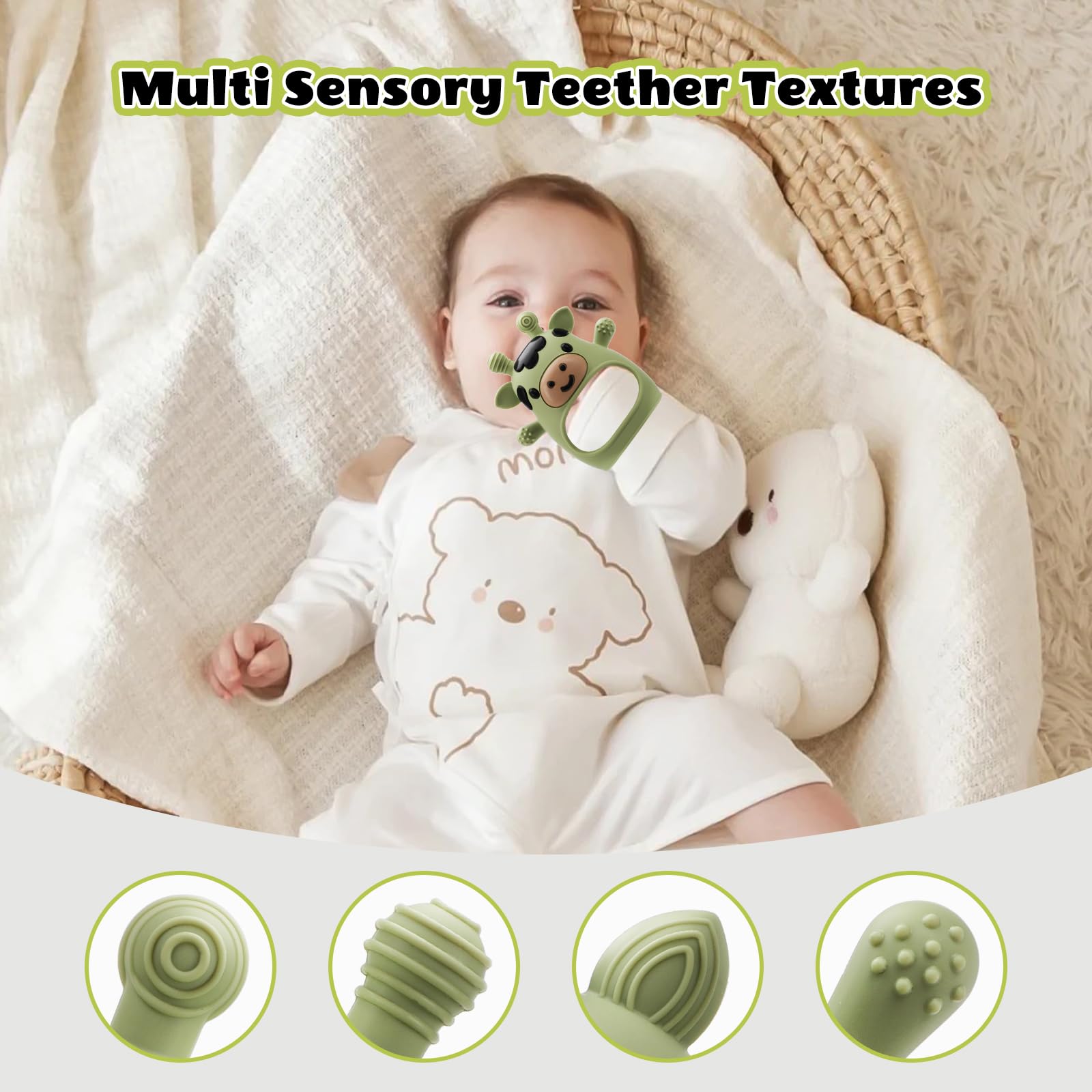 TOHIBEE teething mitten adjustable wristband fits small hands for easy grip