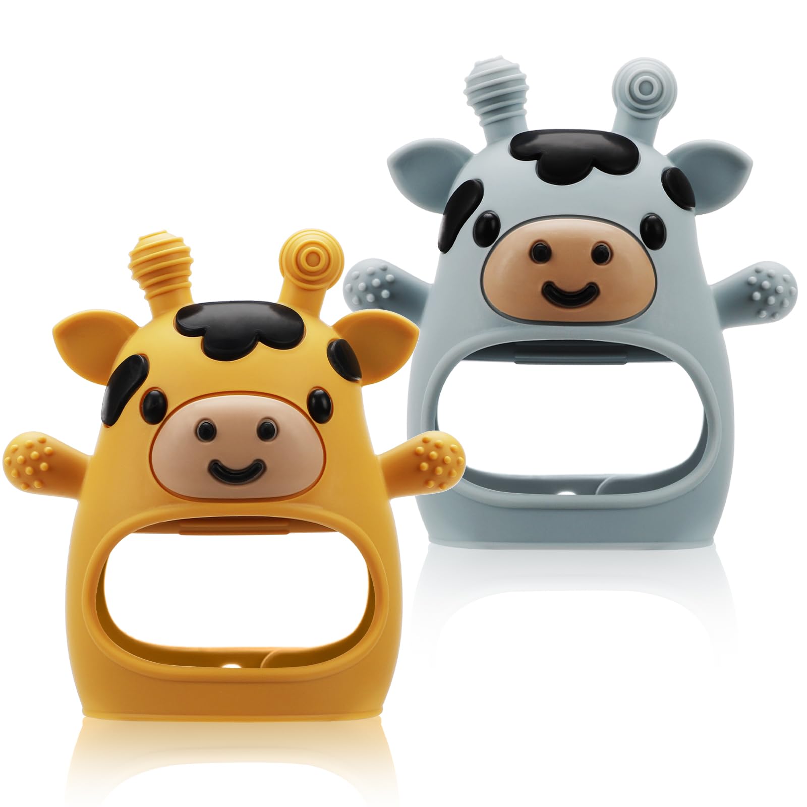 TOHIBEE teething mitten with colorful textures providing gum relief and sensory play