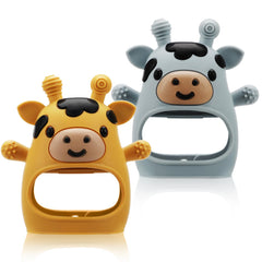 TOHIBEE teething mitten with colorful textures providing gum relief and sensory play