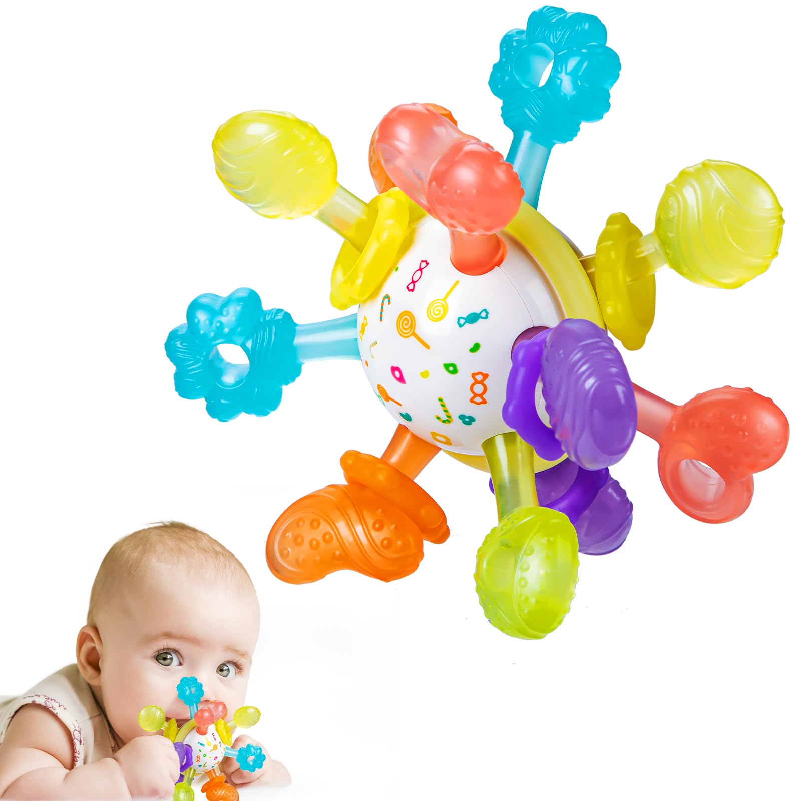 TOHIBEE baby sensory toy with colorful balls for grasp practice and visual stimulation