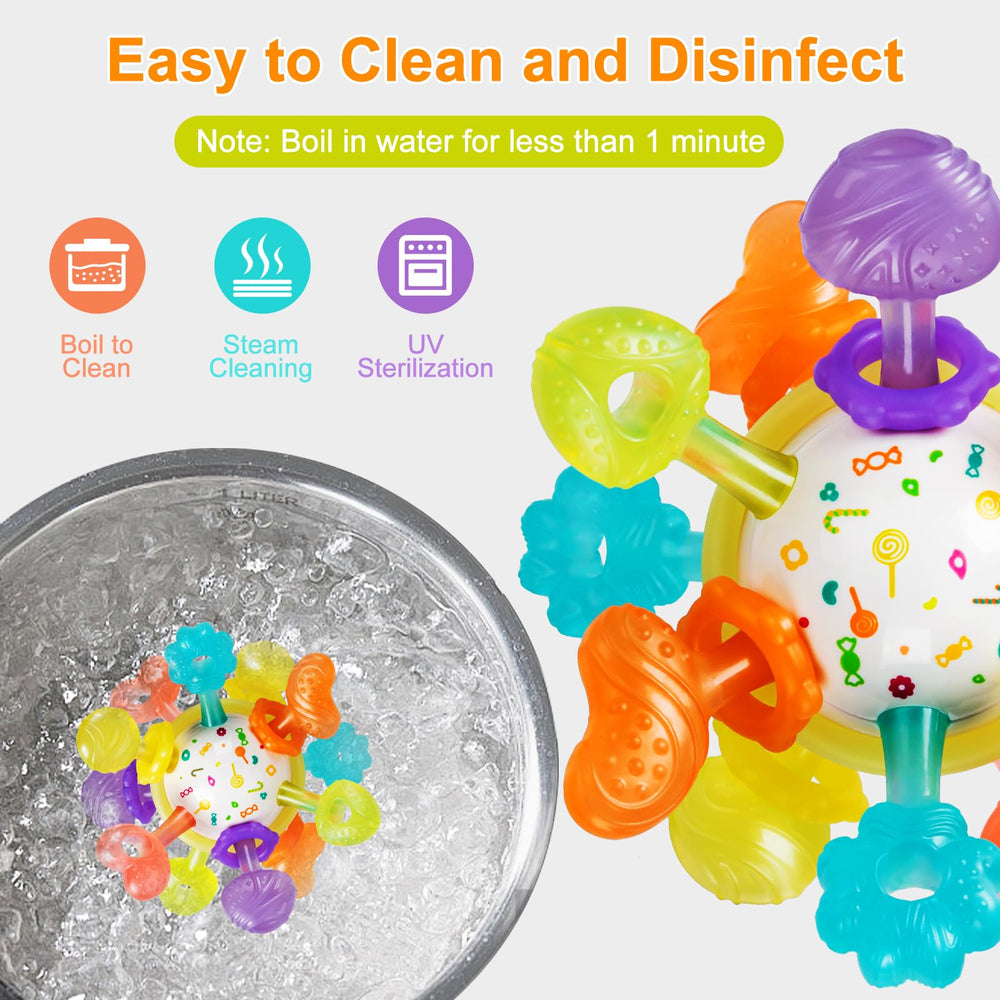 TOHIBEE baby sensory toy silicone teether soothes gums during teething
