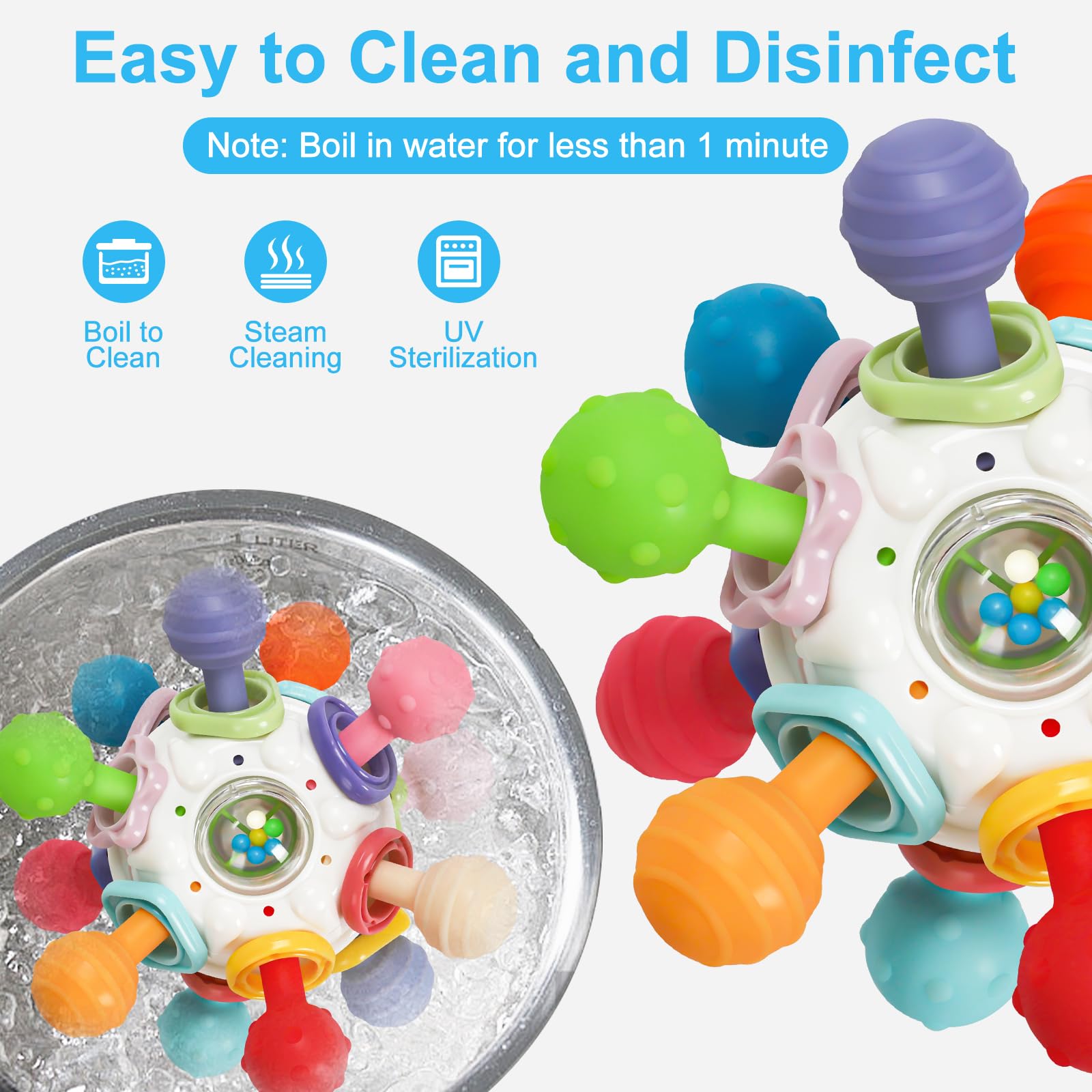 TOHIBEE soft silicone teether for soothing gums during teething sessions.