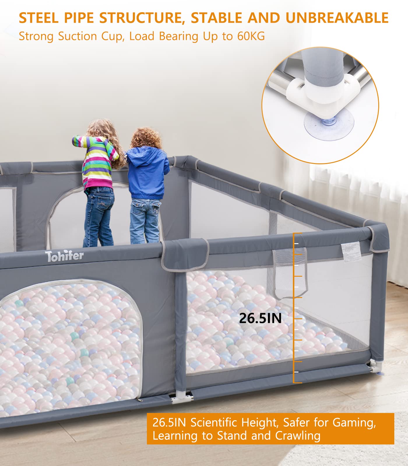 TOHIFER playpen outdoor indoor-use shows adaptable space for playtime