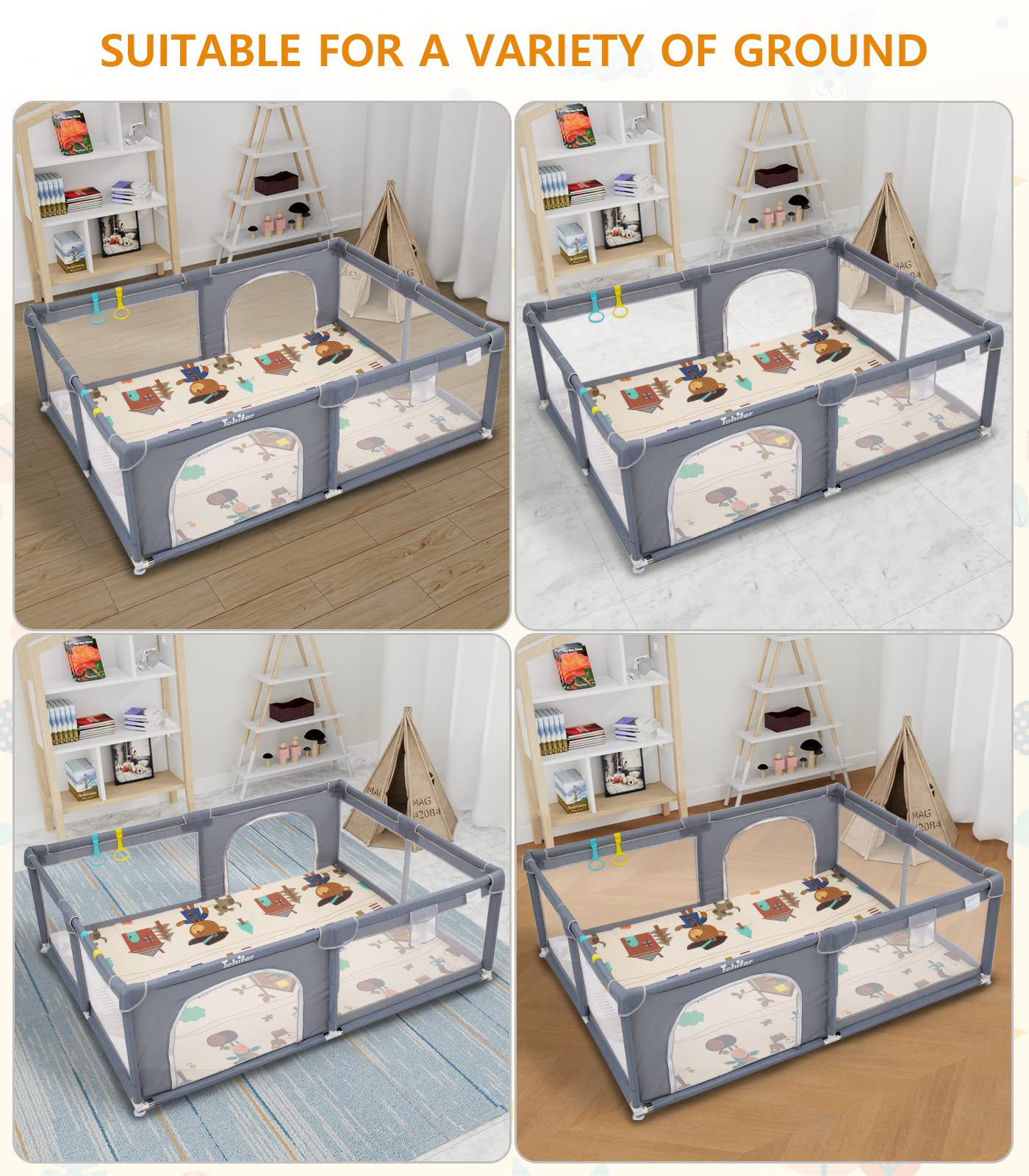 TOHIFER playpen storage bag enables easy transport and quick cleanup