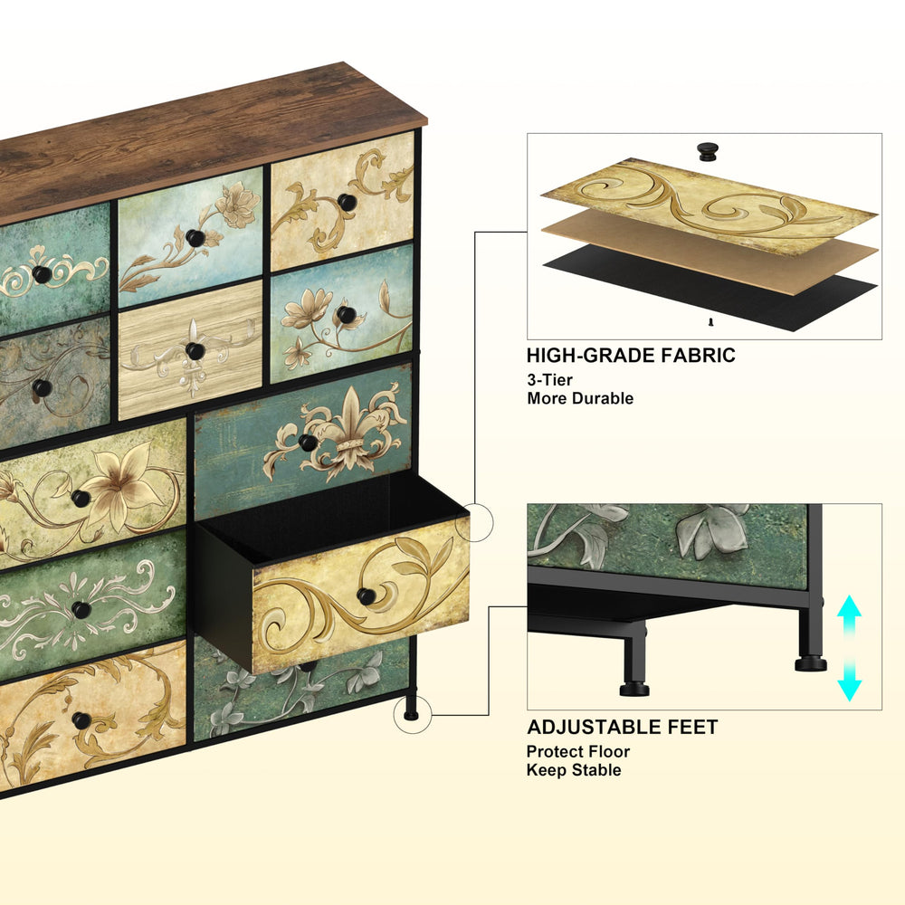 Tohomeor dresser adjustable feet stabilize on uneven floors.