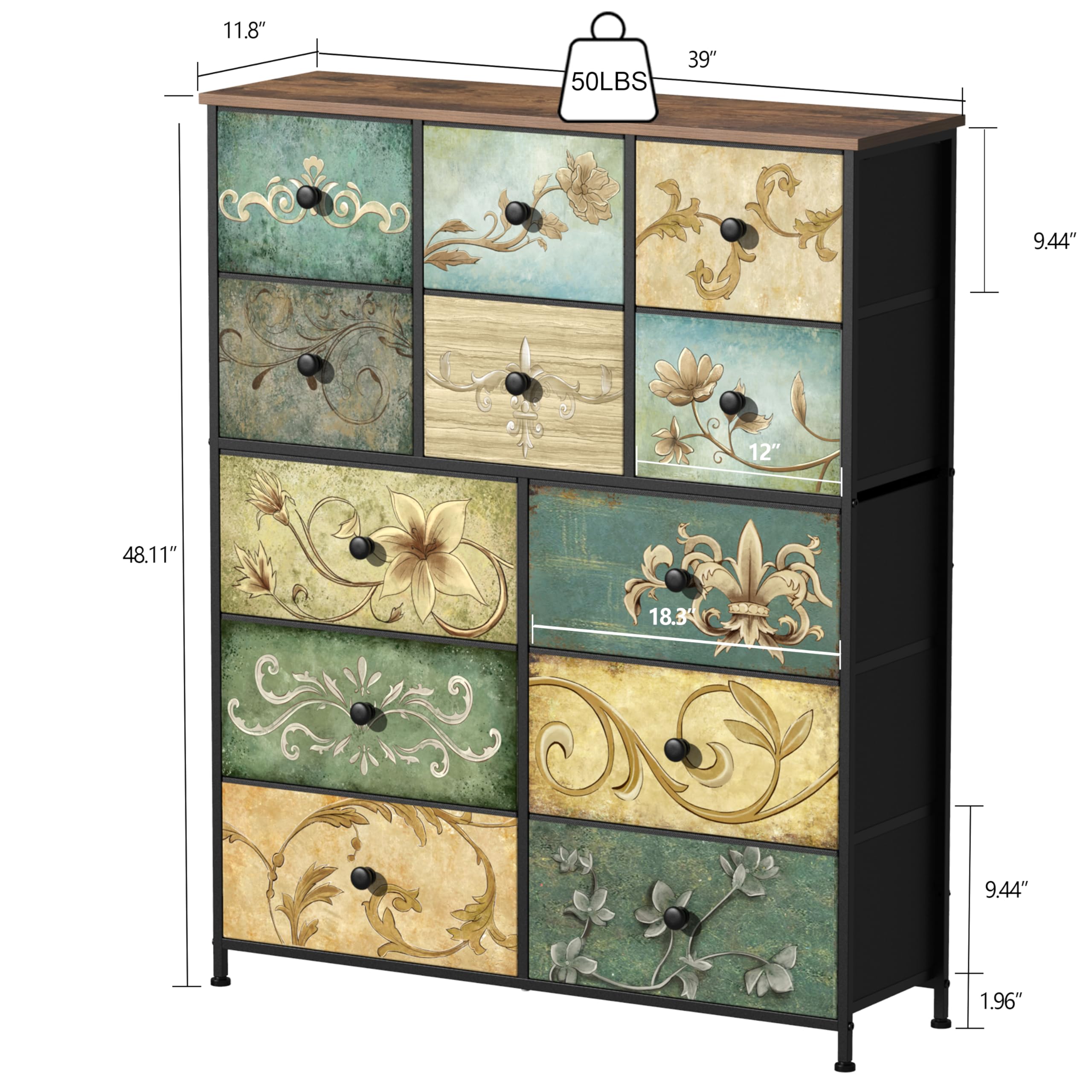 Tohomeor dresser retro flower pattern enhances room decor with vintage flair.
