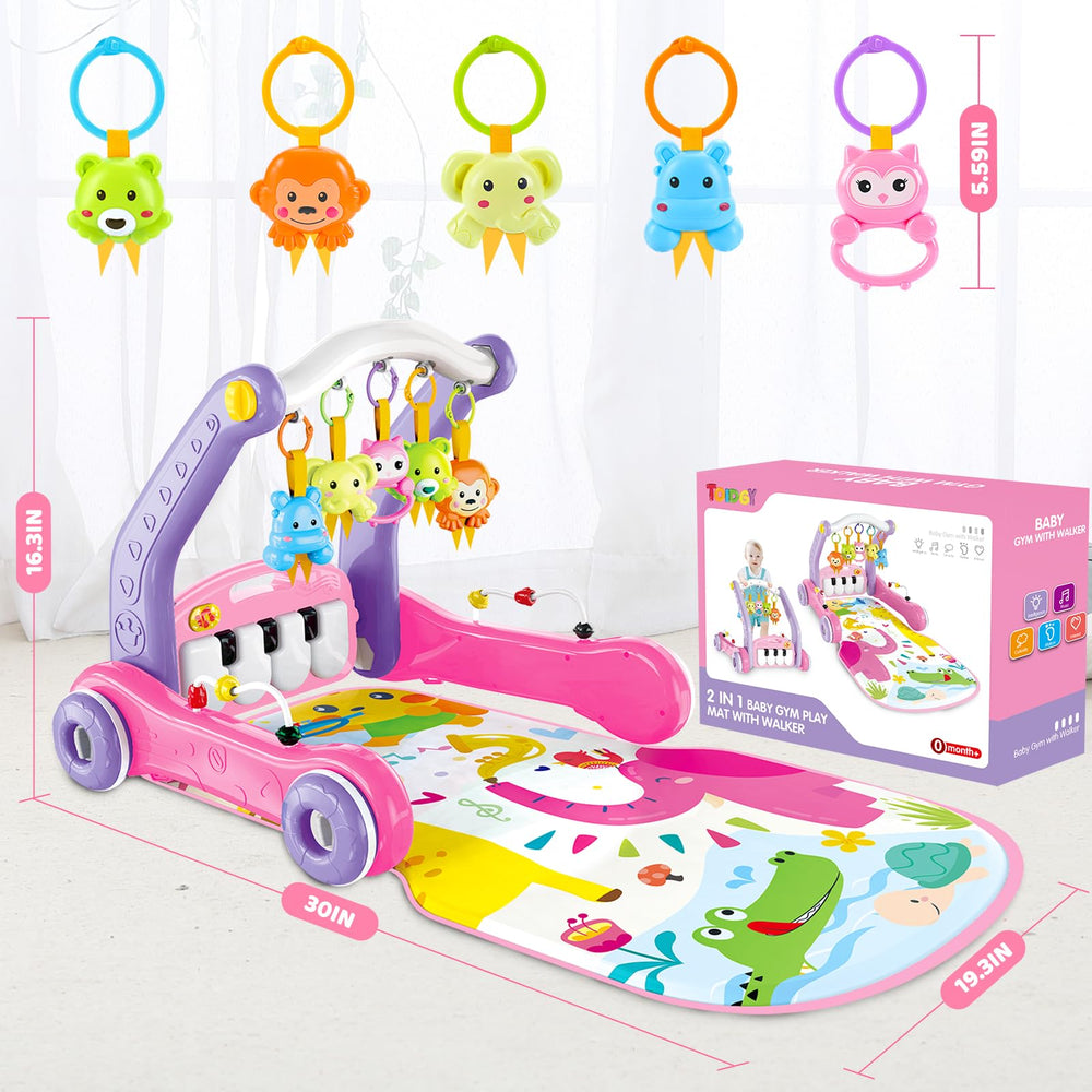 Toidgy adjustable top handle adapts to baby height for comfortable play.