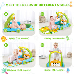 Toidgy baby piano mat with light-up keys engages baby with music and sensory play.