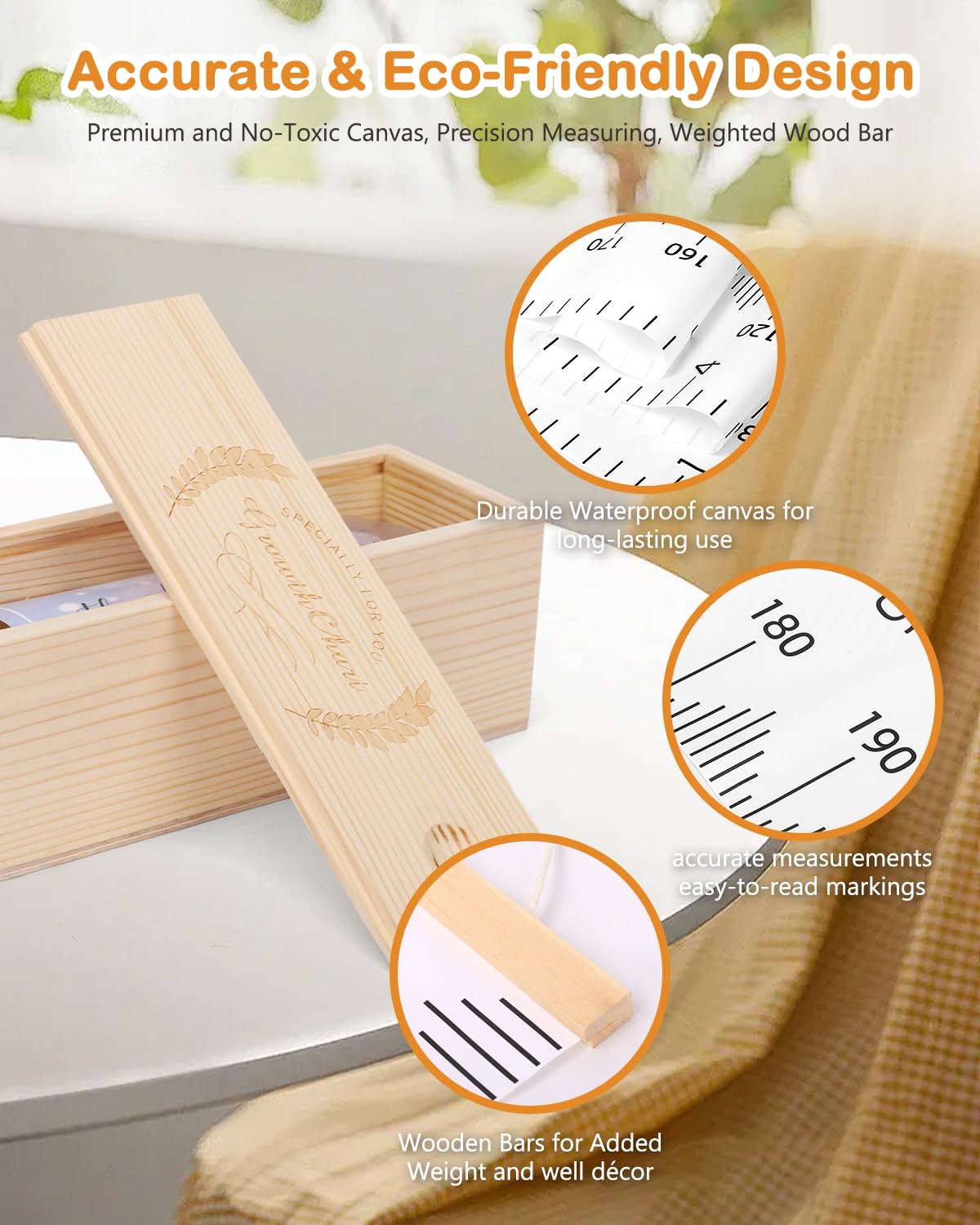 Toind height chart rolled for compact storage and travel-friendly use.