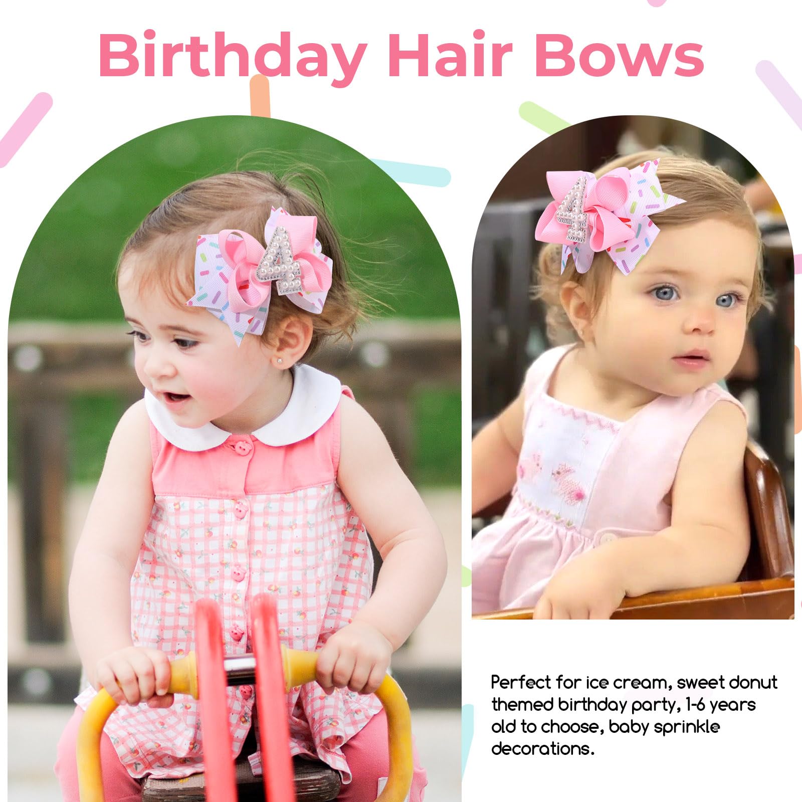 TOKUFAGU 4x3 inch bows sized for ages 1 to 6.