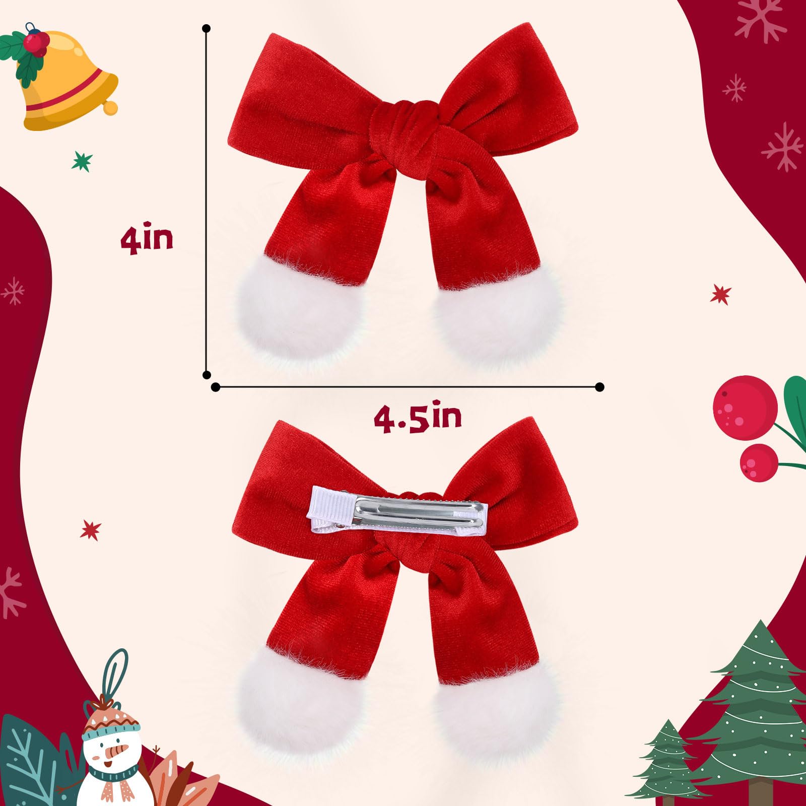 TOKUFAGU christmas hair bow wear demonstrates comfortable all-day festive wear