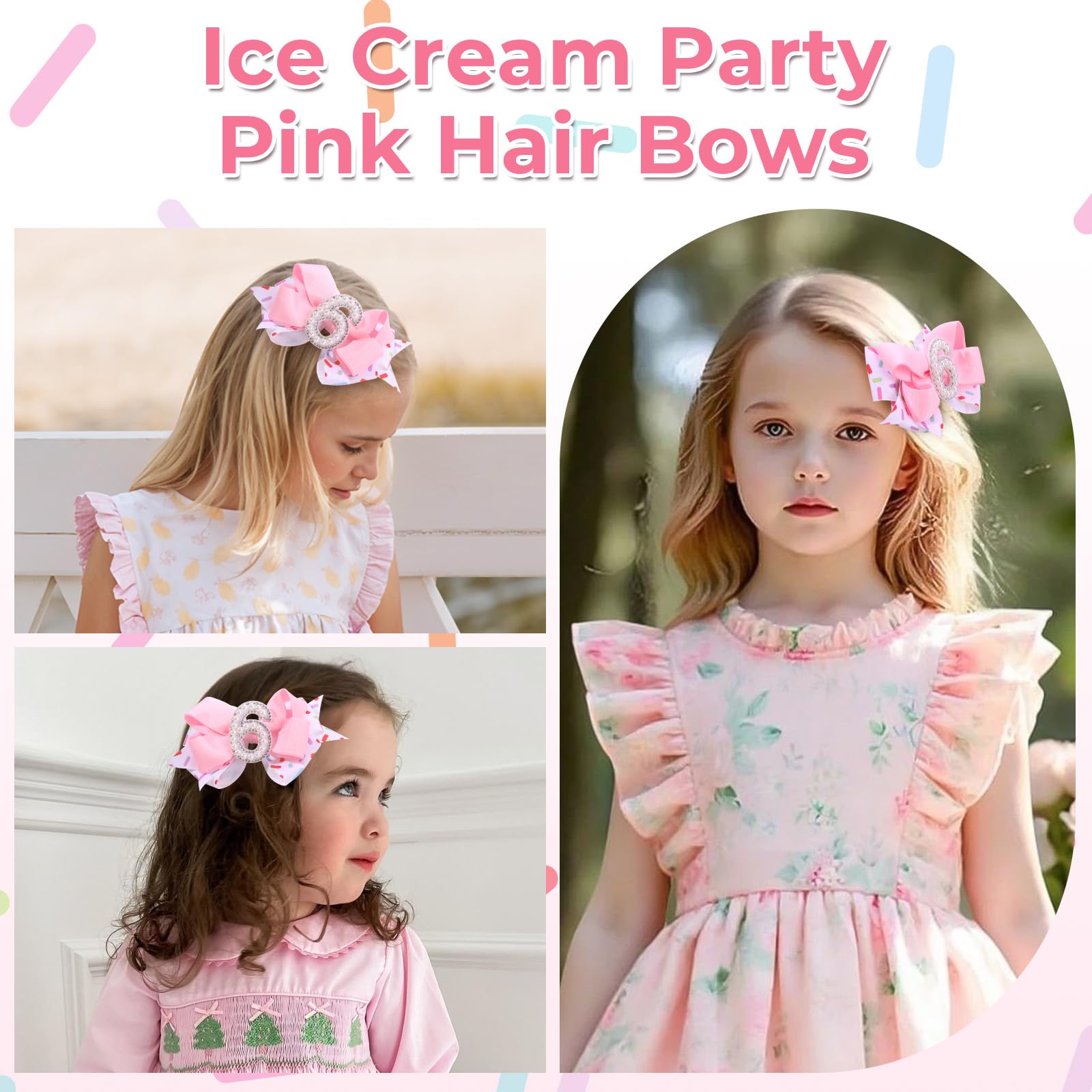 TOKUFAGU handmade grosgrain bow with ice cream sprinkles enhances birthday looks