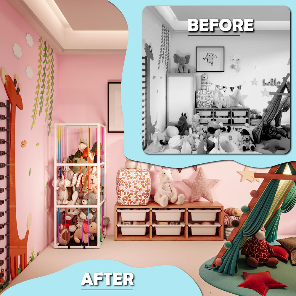 TOLIYY elastic cord storage system cushions plush toys as you reach for favorites.