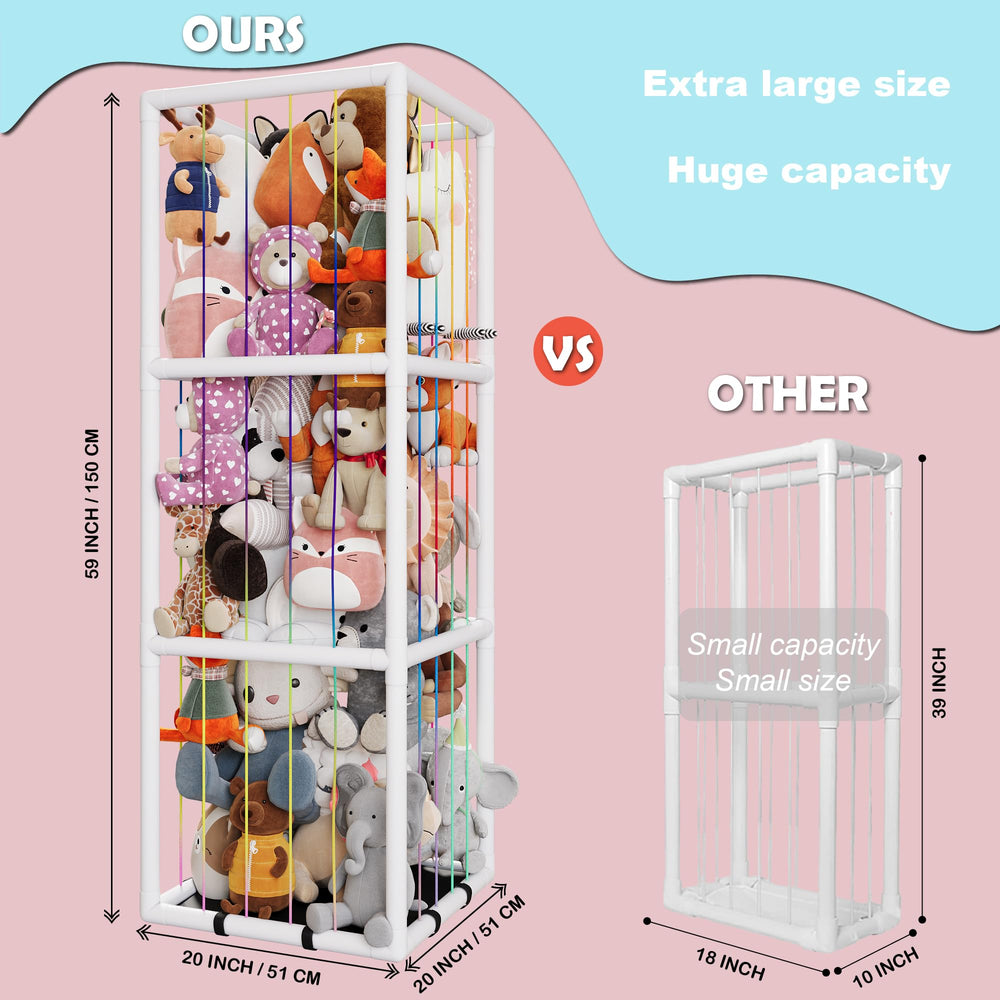 TOLIYY PVC tube stuffed animal cage offers easy access to favorites.