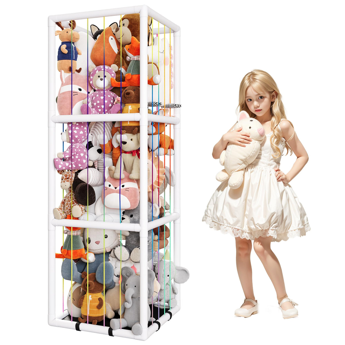TOLIYY stuffed animal storage zoo stands tall and keeps plush toys neatly organized.