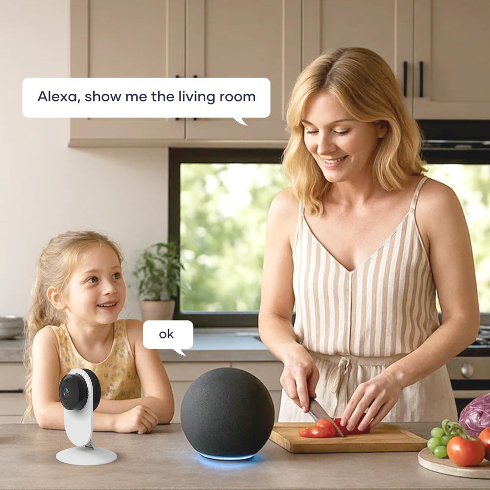 tolviviov smart camera voice-assistant compatibility with Alexa and Google for hands-free control