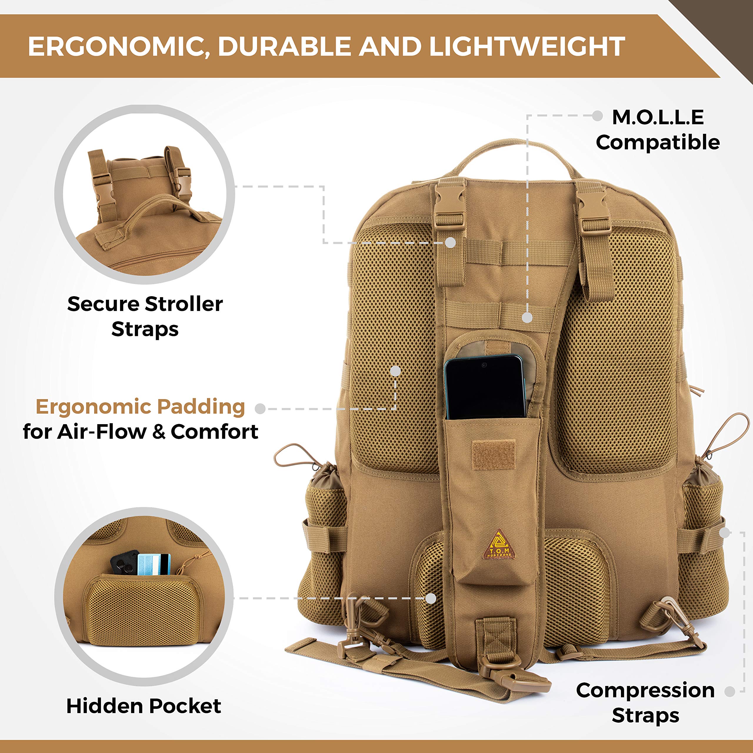 T.O.M HORIZONS ergonomic back support reduces fatigue during daily trips.