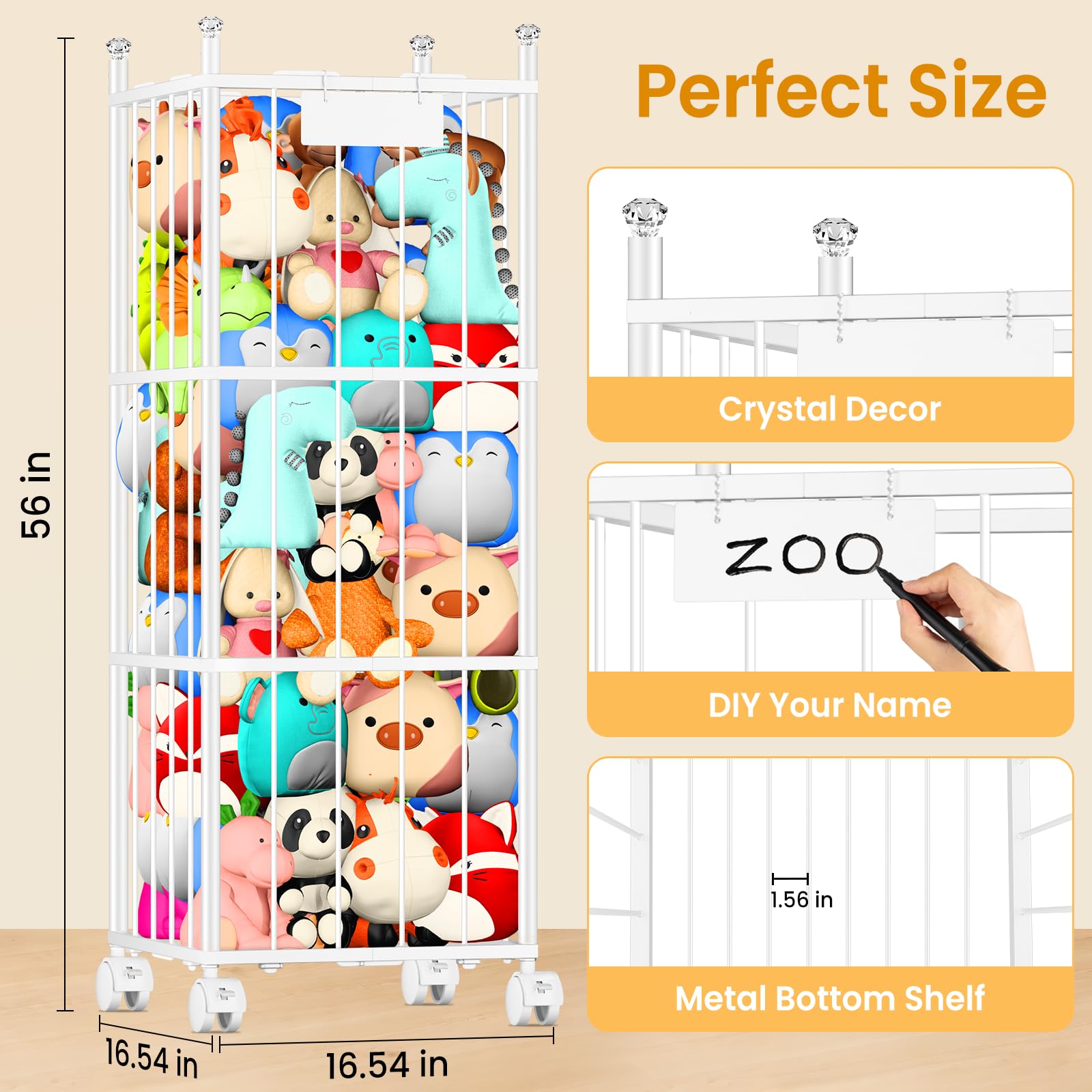 TomCare stuffed animal storage mesh base keeps plush toys visible yet tidy