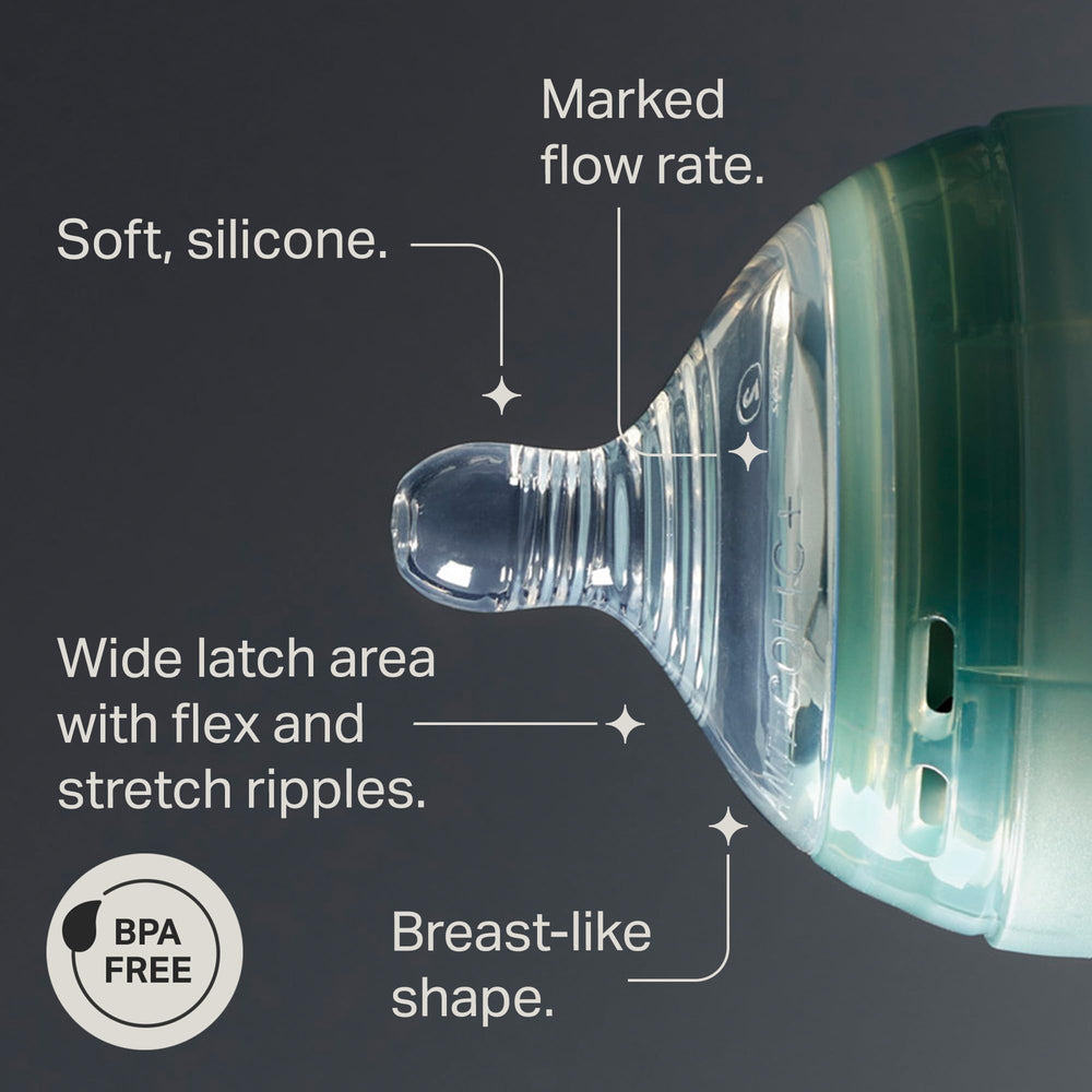 Tommee Tippee nipple flow options demonstrate multiple rates for growing babies
