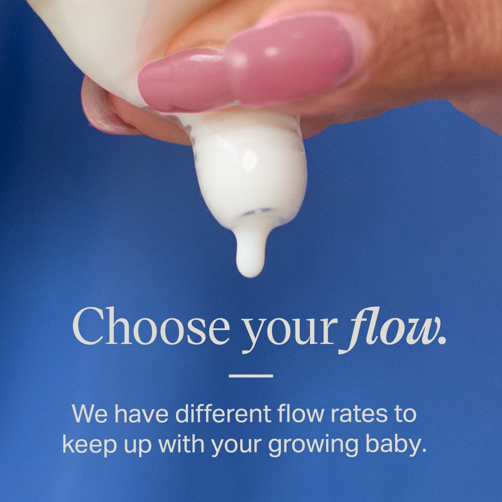 Tommee Tippee anti-colic nipple close-up showcases design for calmer feeds.