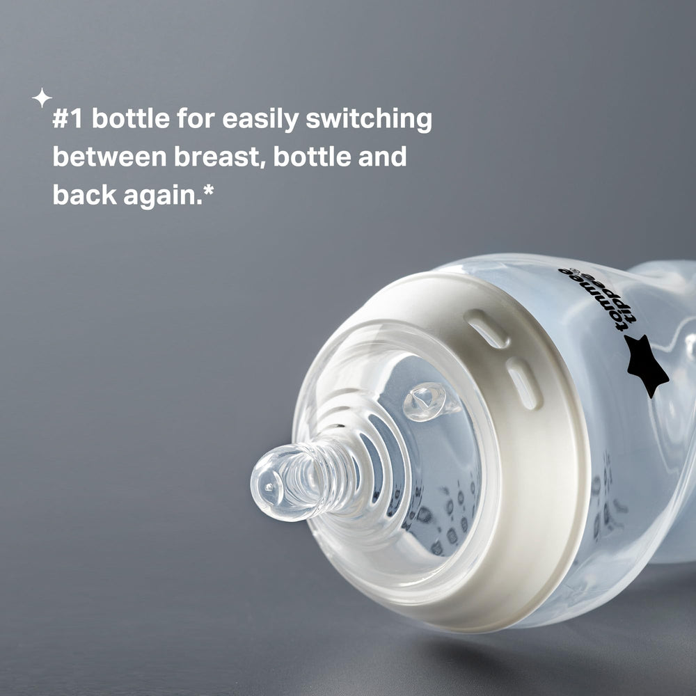 Tommee Tippee 340ml top view showing simple bottle design