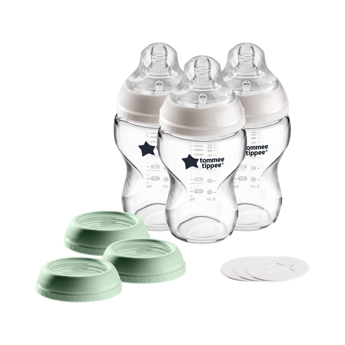Tommee Tippee Closer to Nature 9oz glass bottle with breast-like nipple for easy latch