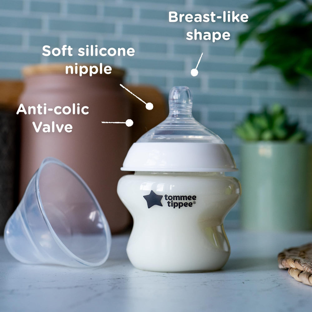 Tommee Tippee closer to nature bottle close-up highlights a breast-like feel for natural latching