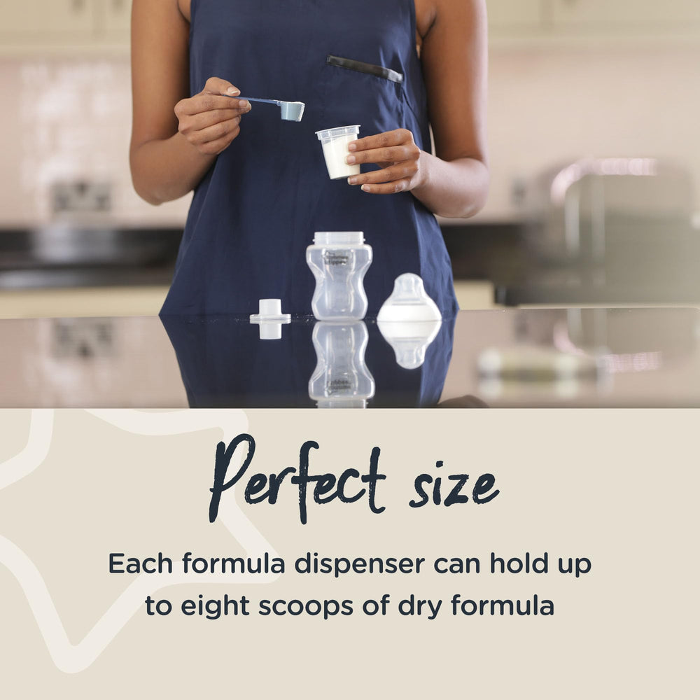 Tommee Tippee Closer To Nature dispensers stored in fridge/freezer to keep powder fresh