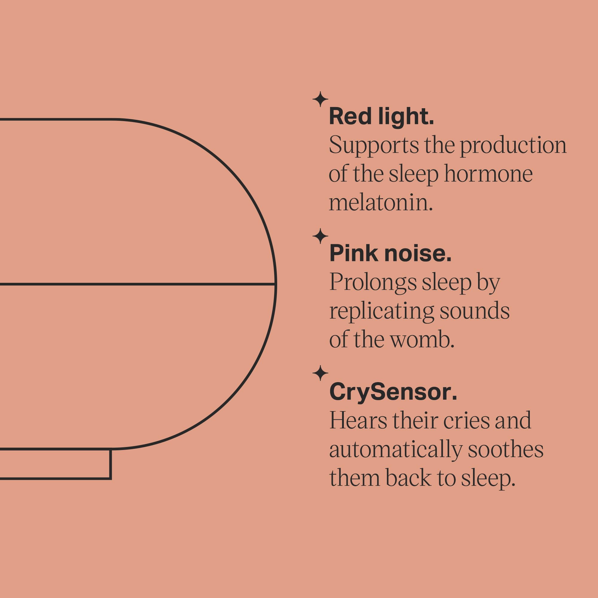 Tommee Tippee Dreammaker pink-noise sound close-up showcases consistent sleep cues.