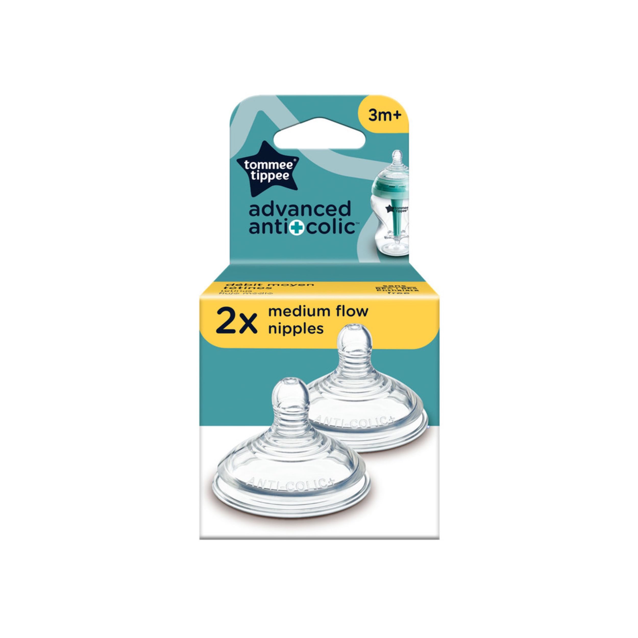 Tommee Tippee nipple close-up highlights easy-clean silicone for quick maintenance.