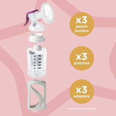 Tommee Tippee Express and Go adapter set connects to leading pumps for easy expressing