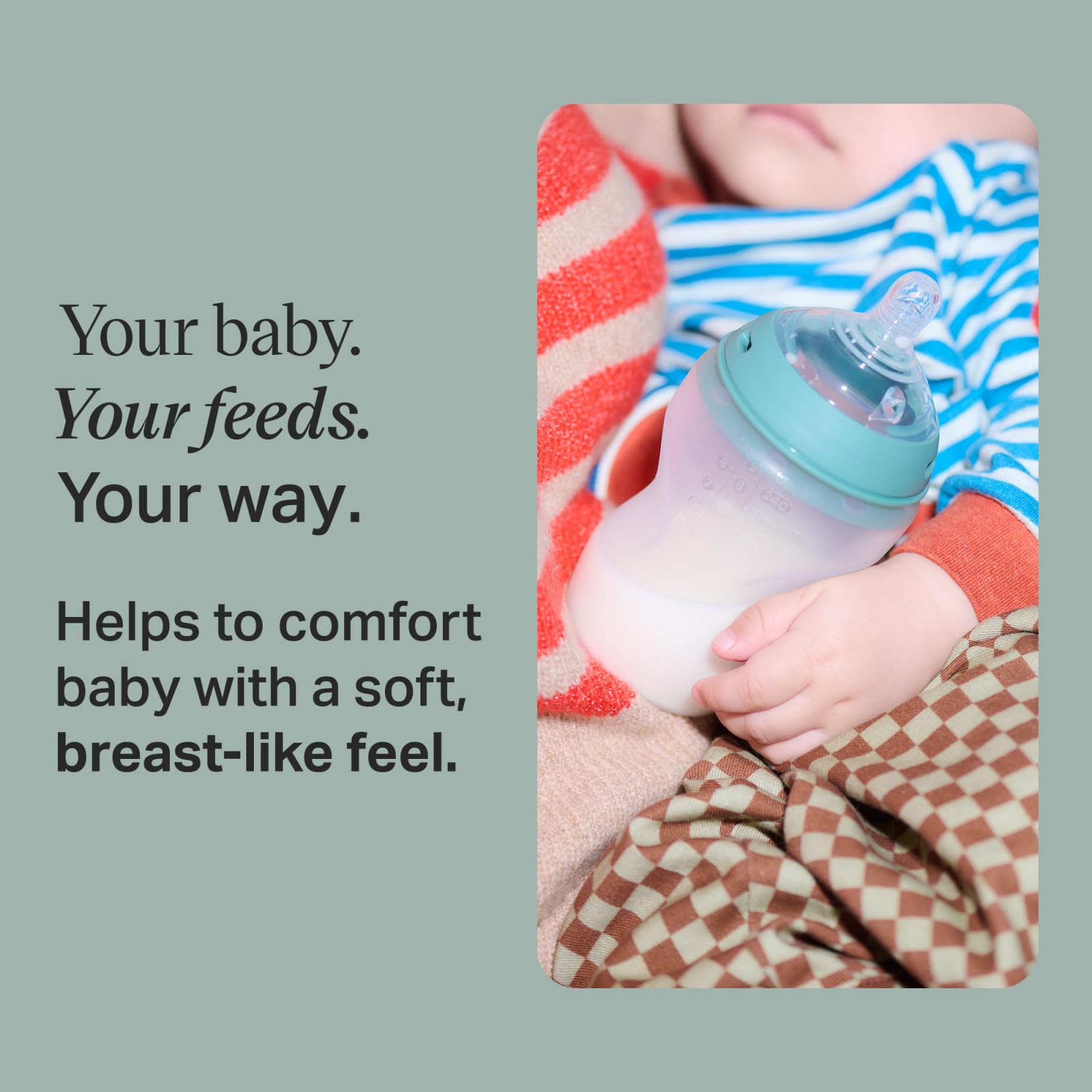 Tommee Tippee Natural Start anti-colic valve bottle nipple supports natural latch.