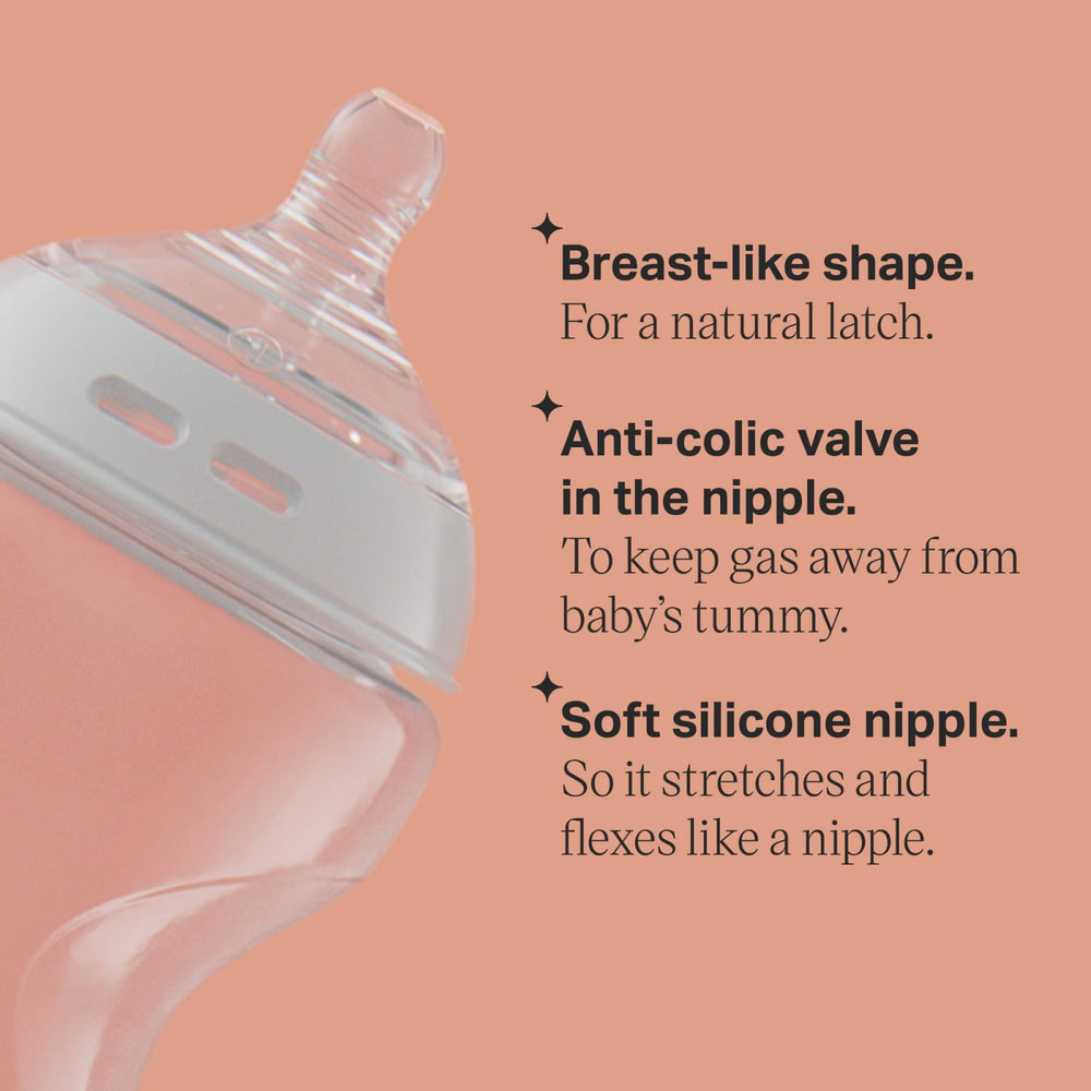 Tommee Tippee Natural Start leakproof bottle prevents spills when upright or inverted